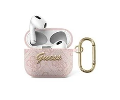 Guess GUA34GSMP AirPods 3 dėklas ausinėms rožinės spalvos 4G Script Metal Collection