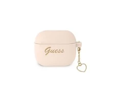 Guess dėklas, skirtas Airpods 3 GUA3LSCHSP rožiniam silikoniniam širdies žavesiui