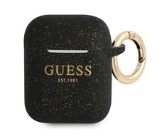 Guess GUA2SGGEK AirPods dėklas juodos spalvos Silicone Glitter