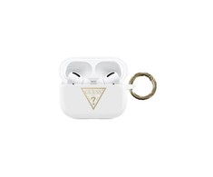 Guess silikoninis Triangle Logo apsauginis dėklas, skirtas AirPods Pro baltas
