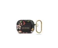 Guess Apsauginis dėklas GUACAPTPUBKFL04 N.4 Flower Collection, skirtas AirPods Pro juodai raudonas
