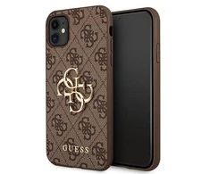 Guess iPhone 11 / XR iš 4G Big Metal Logo serijos – dėklas telefonui, rudos spalvos