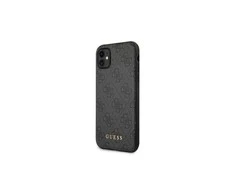 Guess GUHCN61G4GFGR Apple iPhone 11 6,1"pilkas hard dėklas 4G Metal Gold Logo