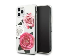 Apple iPhone 11 Pro Guess dėklas Flower Desire Rožinė &amp; Baltas Rose skaidrus
