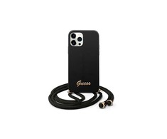 Dėklas Guess GUHCP12MLSCLMGBK iPhone12/12 Pro 6,1" juoda/juodas hardcase Metal Logo Cord