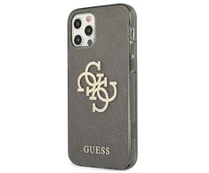 Dėklas GUESS GUHCP12LPCUGL4GBK HARD CASE 4G BIG LOGO GLITTER IPHONE 12 PRO MAX Juodas