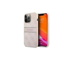 Dėklas GUHCP13L4GDPI Guess PU 4G Printed Stripe Case, skirtas iPhone 13 Pro, rožinis