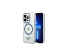 Apple iPhone 14 Pro Max Guess Dėklas Metal Outline Magsafe (GUHMP14XHTRMB) mėlynos spalvos