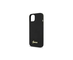Apple iPhone 13 Pro Max Guess dėklas silikoninis Script Gold Logo Magsafe (GUHMP13XLSLMGBK) juodos spalvos