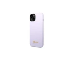 Apple iPhone 14 Pro Guess Dėklas silikoninis Vintage Gold Logo violetinės spalvos