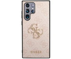 Dėklas GUESS GUHCS23L4GPPI S23 ULTRA S918 Rožinis/Rožinis HARDCASE 4G BIG METAL LOGO