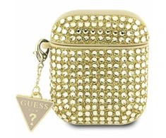 Guess dėklas, skirtas AirPods 1 / 2 GUA2HDGTPD auksinis Rhinestone Triangle Charm