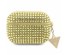 Dėklas Apple AirPods Pro Guess Hardcase Rhinestone Triangle (GUAPHDGTPD) aukso spalvos