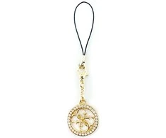 Dėklas Guess pakabukas GUCPM4DRD telefono dirželis 4G Rhinestone Charm