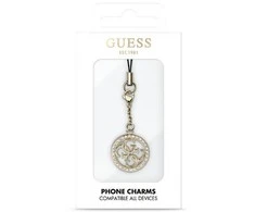 Dėklas Guess pakabukas GUCPM4DRD telefono dirželis 4G Rhinestone Charm