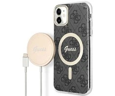 Guess Rinkinys GUBPN61H4EACSK Dėklas + Įkroviklis Apple iPhone 11 6.1″ juodos spalvos Hard Dėklas 4G Print MagSafe