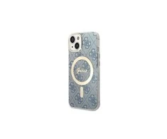 Apple iPhone 14 Pro Max Guess dėklas 4G Print MagSafe + Belaidis Įkroviklis (GUBPP14LH4EACSB) mėlynos spalvos
