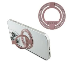Guess MagSafe Ring Stand Rhinestone - Magnetic finger holder for phone with stand function (Rožinė)