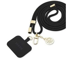 Guess GUOUCNMG4EK Universal CBDY Cord Strap dėklas telefonui juodos spalvos Nylon 4G Metal Charm