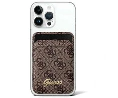 „Guess“ piniginės kortelės lizdo stovas GUWMSHG4SHW dėklas – rudas „MagSafe 4G Classic“ logotipas