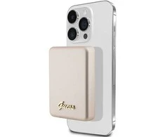 Guess Powerbank indukcinis 5W GUPBM3ALGSGD 3000mAh aukso spalvos MagSafe Metal Script Logo
