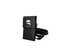 Karl Lagerfeld metalinis Karl Head piniginės formos telefono dėklas - dėklas išmaniajam telefonui ir priedams (juodos spalvos)