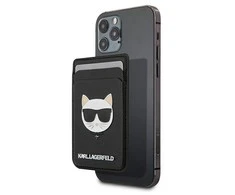 Dėklas Karl Lagerfeld Kieszeń na karty KLWMSCHSFBK Wallet Card Slot Saffiano Choupette Head MagSafe juoda/juodas