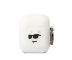 Dėklas Karl Lagerfeld KLA2RUNCHH AIRPODS 1/2 COVER Baltas/Baltas SILICONE CHUPETTE HEAD 3D