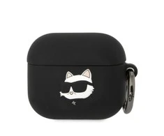 Apple AirPods 3 Karl Lagerfeld Silicone Choupette Head 3D ausinių dėklas juodos spalvos