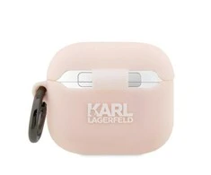 Apple AirPods 3 Karl Lagerfeld silikoninis Choupette Head 3D light ausinių dėklas rožinės spalvos