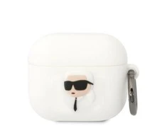 Apple AirPods 3 Karl Lagerfeld silikoninis Karl Head 3D ausinių dėklas baltos spalvos