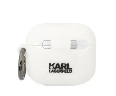 Apple AirPods 3 Karl Lagerfeld silikoninis Karl Head 3D ausinių dėklas baltos spalvos