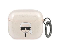 Apple AirPods 3 ausinių dėklas Karl Lagerfeld Glitter Karl`s Head (KLA3UKHGD) aukso spalvos