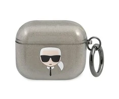 Apple AirPods 3 ausinių dėklas Karl Lagerfeld Glitter Karl`s Head (KLA3UKHGK) juodos spalvos