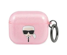 Apple AirPods 3 ausinių dėklas Karl Lagerfeld Glitter Karl`s Head (KLA3UKHGP) rožinės spalvos