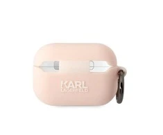 Apple AirPods Pro 2 Karl Lagerfeld silikoninis Choupette Head 3D light ausinių dėklas rožinės spalvos