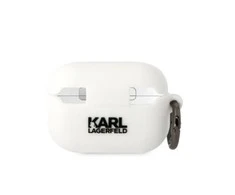 Apple AirPods Pro 2 Karl Lagerfeld silikoninis Karl Head 3D ausinių dėklas baltos spalvos