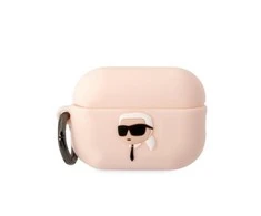 Apple AirPods Pro 2 Karl Lagerfeld silikoninis Karl Head 3D light ausinių dėklas rožinės spalvos