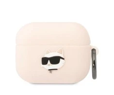 Apple AirPods Pro Karl Lagerfeld silikoninis Choupette Head 3D light ausinių dėklas rožinės spalvos