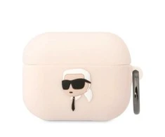Apple AirPods Pro Karl Lagerfeld silikoninis Choupette Head 3D light ausinių dėklas rožinės spalvos