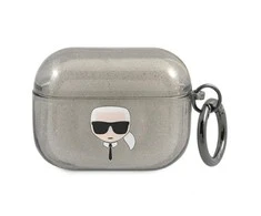 Apple AirPods Pro ausinių dėklas Karl Lagerfeld Glitter Karl`s Head (KLAPUKHGK) juodos spalvos