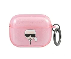 Apple AirPods Pro ausinių dėklas Karl Lagerfeld Glitter Karl`s Head (KLAPUKHGP) rožinės spalvos