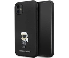 Apple iPhone 11 Karl Lagerfeld silikoninis dėklas Ikonik Metal Pin (KLHCN61SMHKNPK) juodos spalvos