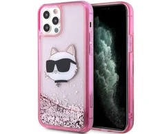 Apple iPhone 12 / 12 Pro Karl Lagerfeld dėklas Glitter Choupette Head (KLHCP12MLNCHCP) rožinės spalvos