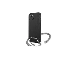 Apple iPhone 13 Karl Lagerfeld dėklas odinis Textured And Chain (KLHCP13MPMK) juodos spalvos