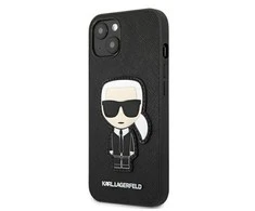 Dėklas Karl Lagerfeld Hardcase Saffiano Ikonik Karl`s Patch KLHCP13SOKPK galinis dangtelis, Apple, iPhone 13 mini, TPU, Juodas, 5,4 "