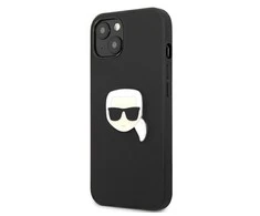 Dėklas Karl Lagerfeld KLHCP13SPKMK IPHONE 13 MINI 5.4 "Juodas/Juodas HARDCASE LEATHER IKONIK KARL`S HEAD METAL