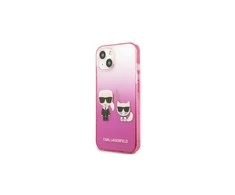 Apple iPhone 13 Mini Karl Lagerfeld dėklas Gradient Ikonik Karl &amp; Choupette (KLHCP13STGKCP) rožinės spalvos