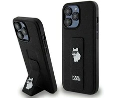 Apple iPhone 13 Pro Karl Lagerfeld dėklas Gripstand Saffiano Choupette Pins (KLHCP13LGSACHPK) juodos spalvos