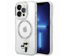 Apple iPhone 13 Pro Karl Lagerfeld dėklas Iconic Karl&amp;Choupette Magsafe (KLHMP13LHNKCIT) skaidrus